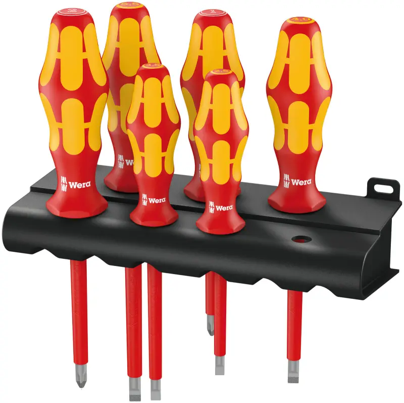 Wera 006145 Elektrikárske skrutkovače Kraftform Plus VDE rad 100 typ 160 i/6 - 6 dielov a stojanček (W05006145001)