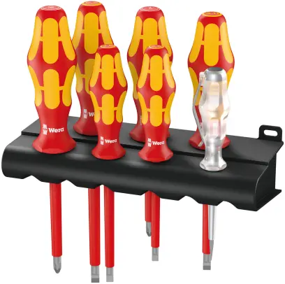 Wera 006147 Elektrikárske skrutkovače Kraftform Plus VDE rad 100 typ 160 i/7 - 7 dielov a stojanček (W05006147001)