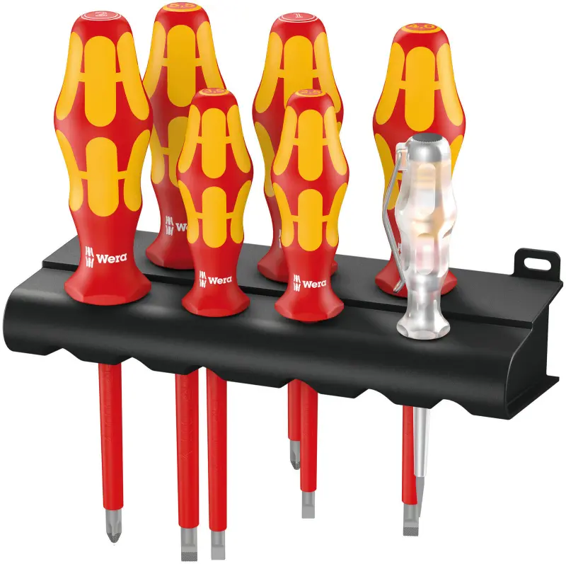 Wera 006147 Elektrikárske skrutkovače Kraftform Plus VDE rad 100 typ 160 i/7 - 7 dielov a stojanček (W05006147001)