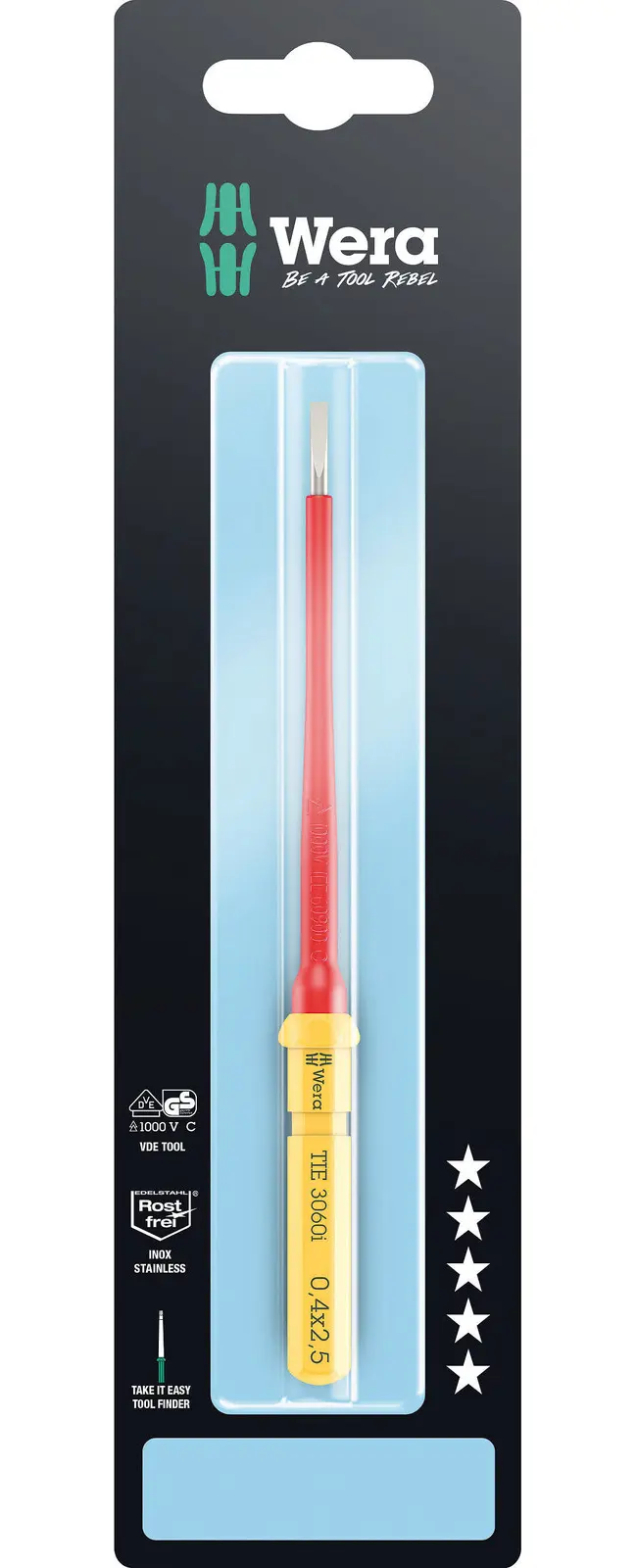 Wera 006575 Výmenná skrutkovacia čepeľ SL Kraftform Kompakt VDE 3060 aj 0,4x2,5x157 mm TIE SB (W05006575001)