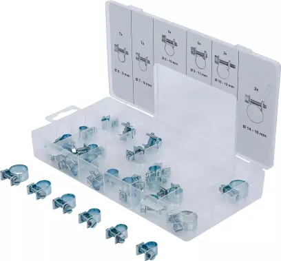 Hadicové spony 6 ÷ 16 mm BGS109476, ocel. Sada 30 ks (BGS109476)