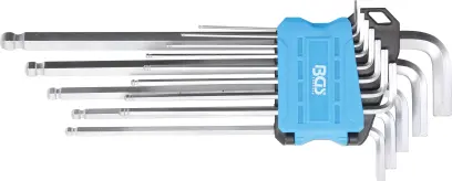 Sada zahnutých klíčů, velmi dlouhé, palcové velikosti vnitřní šestihran, vnitřní šestihran s kulovou hlavou 0,05" - 3/8" (13 dílná) BGS 9801 (BGS109801)