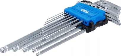 Sada zahnutých klíčů, velmi dlouhé, palcové velikosti vnitřní šestihran, vnitřní šestihran s kulovou hlavou 0,05" - 3/8" (13 dílná) BGS 9801 (BGS109801)