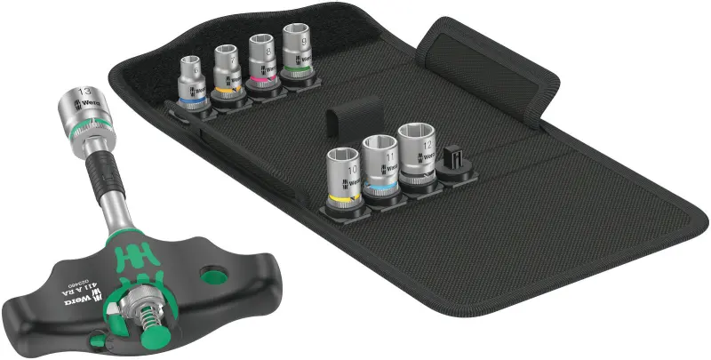 Wera 023470 Nástrčné hlavice 1/4" 6 ÷ 13 mm s T-rukoväťou Kraftform Kompakt 400 RA Set 2 (Sada 9 dielov) (W05023470001)