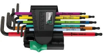 Wera 024335 Zástrčné klíče Torx 967/9 TX BO Multicolour 1, BlackLaser  (Sada 9 dílů) (W05024335001)