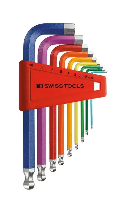 Zástrčné kľúče inbus 1,5 ÷ 10 mm Swiss Tools PB 212.H-10 RB, s guľ.hlavou (Sada 9 dielov) (PBS7610733063741)