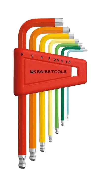 Zástrčné kľúče inbus 1,5 ÷ 6 mm Swiss Tools PB 212.H-6 RB s guľ.hlavou (Sada 7 dielov) (PBS7610733254279)