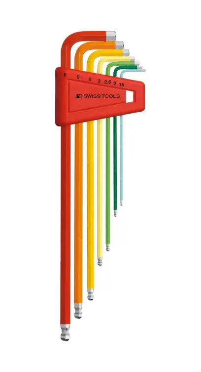 Zástrčné kľúče inbus 1,5 ÷ 6 mm Swiss Tools PB 212.LH-6 RB, dlhé s guľ.hlavou (Sada 7 dielov) (PBS7610733254293)