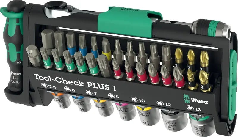 Wera 049055 Bity, hlavica a račňa 1/4" Zyklop Tool-Check PLUS 1 s držiakom 889/4/1 K (Sada 39 dielov) (W05049055001)