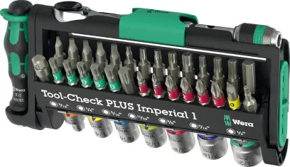 Wera 049060 Skrutkovacie bity, hlavica a račňa Zyklop 1/4" Tool-Check Plus Imperial 1 - palcové (Sada 39 dielov) (W05049060001)