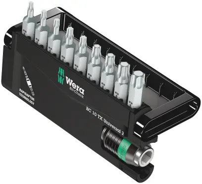 Wera 057115 Bity 1/4" Torx Bit-Check 10 TX Universal 2 (Sada 10 dielov) (W05057115001)