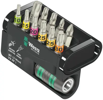 Wera 057435 Skrutkovacie bity 1/4" Bit-Check 12 Wood TX HF 1 (Sada 12 dielov) (W05057435001)