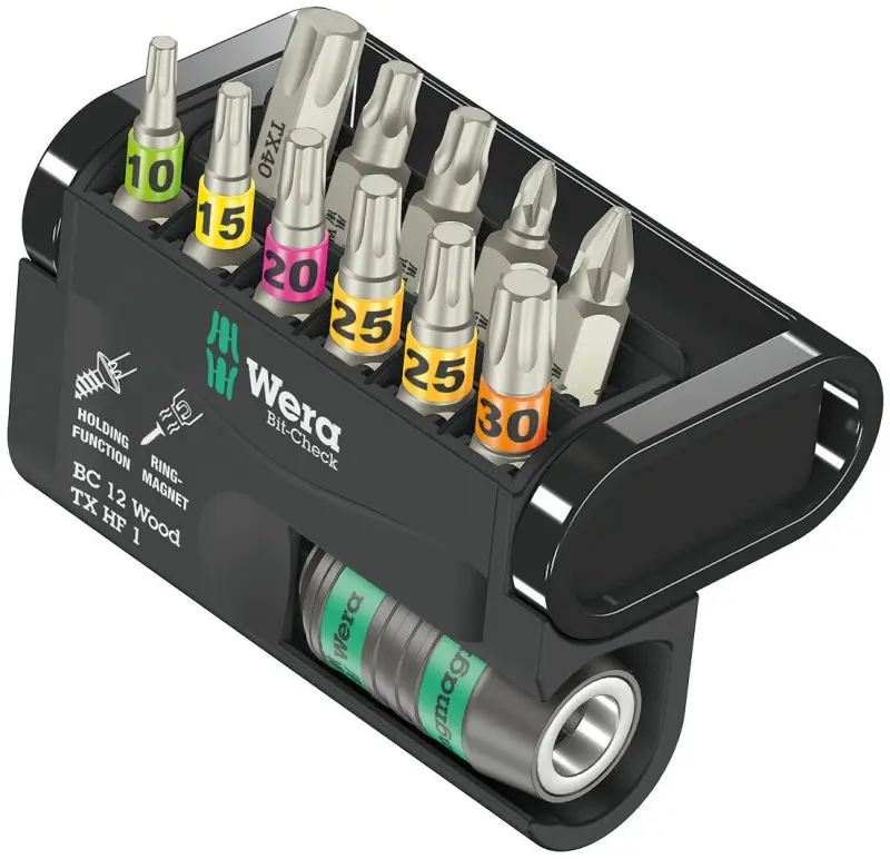 Wera 057435 Skrutkovacie bity 1/4" Bit-Check 12 Wood TX HF 1 (Sada 12 dielov) (W05057435001)