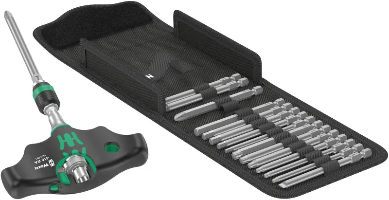 Wera 057473 Skrutkovacie bity s T-rukoväťou Kraftform Kompakt 400 RA Imperial Set 1 (Sada 17 dielov) (W05057473001)
