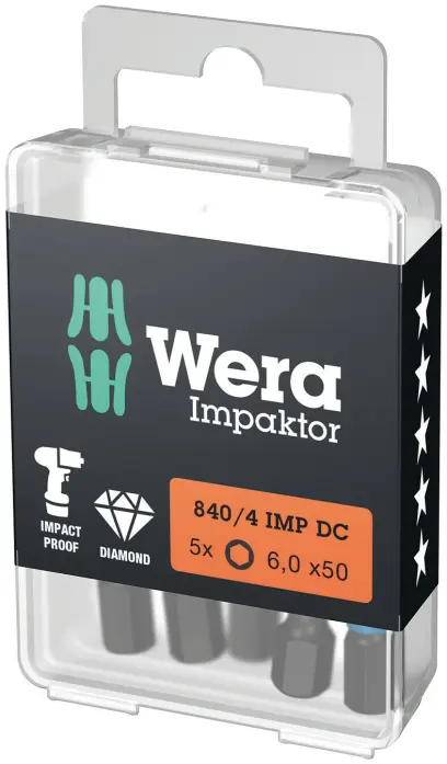 Wera 057646 Bit 1/4" Hex 6 x 50 mm 840/4 IMP DC Impaktor (W05057646001)