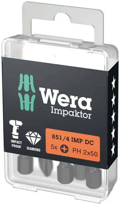 Wera 057656 Bit 1/4" PH 2 x 50 mm typ 853/4 IMP DC Impaktor (W05057656001)