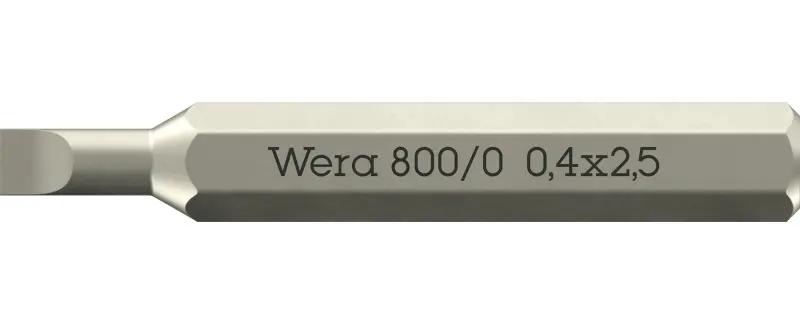 Wera 058101 Skrutkovací bit 800/0 Micro 0,40 x 2,5 na skrutky s plochou drážkou (W05058101001)