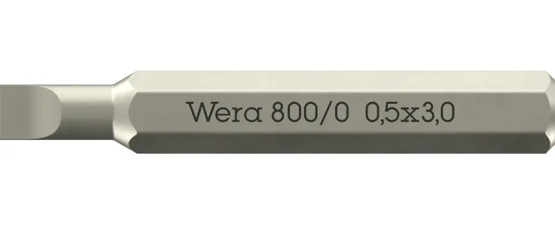 Wera 058105 Skrutkovací bit 800/0 Micro 0,50 x 3,0 na skrutky s plochou drážkou (W05058105001)