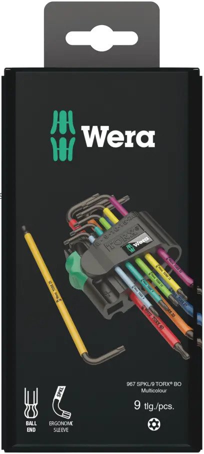 Wera 073599 Sada zástrčných kľúčov 967 SPKL/9 TORX BO Multicolour, Blacklaser, 9d. (W05073599001)