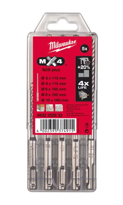 Sada vrtáků čtyřbřité Milwaukee průměr 5 ÷ 10 mm SDS-PLUS MX4 SET 4932352833 (MI4932352833)