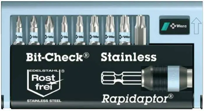 WERA 071111 Sada bitů 1/4" Wera BC 12/9  Bit Check®, nerezové s držákem bitů 3888/4/1 K (W05071111001)