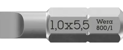 Wera 072059 Skrutkovací bit 1,0 x 5,5 – 800/1 Z (1/4 Hex), 25 mm, pre skrutky s rovnou drážkou (W05072059001)