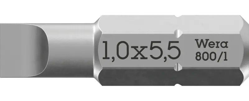 Wera 072059 Skrutkovací bit 1,0 x 5,5 – 800/1 Z (1/4 Hex), 25 mm, pre skrutky s rovnou drážkou (W05072059001)