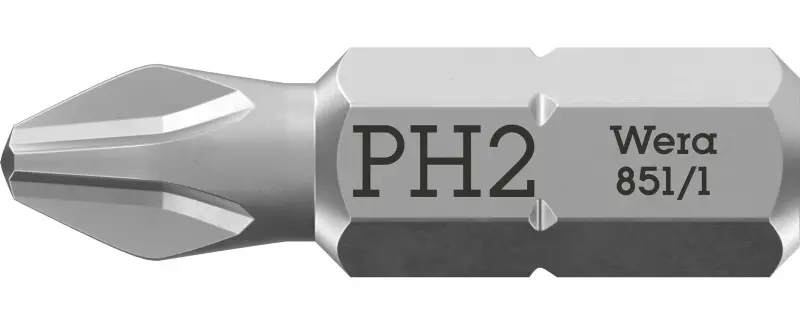 Wera 072072 Skrutkovací bit 1/4" Hex PH 2 x 25 mm, typ 851/1 Z pre krížové skrutky Phillips (W05072072001)