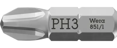 Wera 072074 Skrutkovací bit 1/4" Hex PH 3 x 25 mm, typ 851/1 Z pre krížové skrutky Phillips (W05072074001)