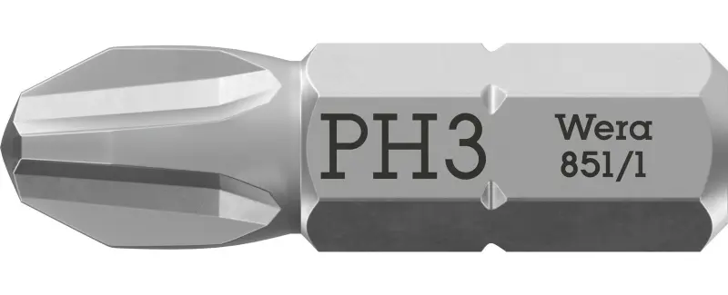 Wera 072074 Skrutkovací bit 1/4" Hex PH 3 x 25 mm, typ 851/1 Z pre krížové skrutky Phillips (W05072074001)