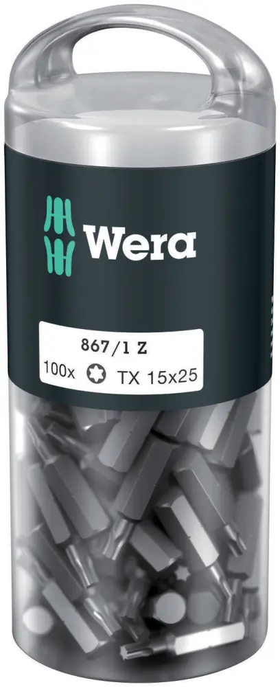 Wera 072447 Húževnaté bity 1/4" TX 15 867/1 Z TORX DIY (Balenie 100 ks) (W05072447001)