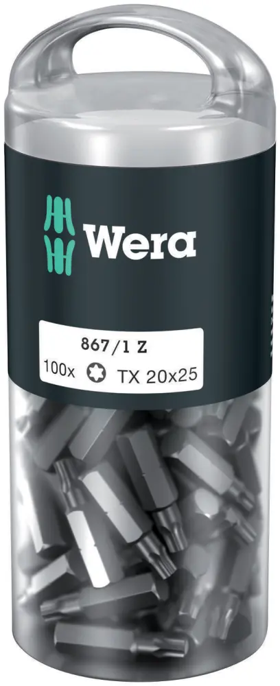 Wera 072448 Húževnaté bity 1/4" TX 20 867/1 Z TORX DIY (Balenie 100 ks) (W05072448001)