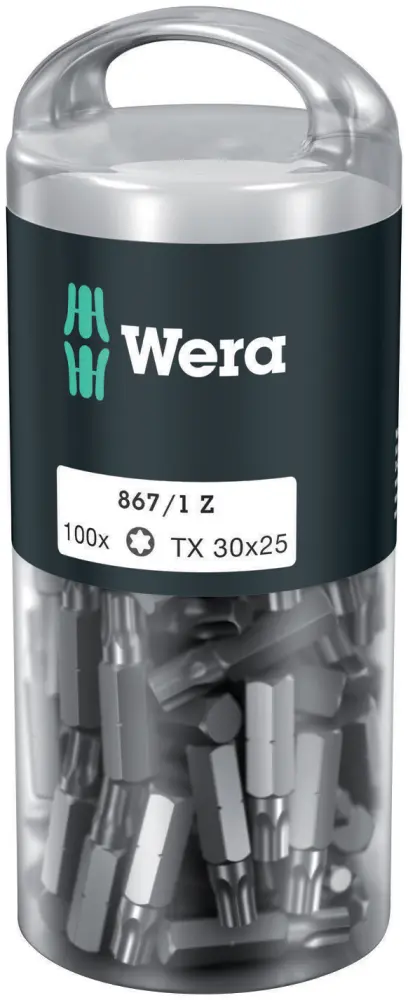 Wera 072451 Húževnaté bity 1/4" TX 30 867/1 Z TORX DIY (Balenie 100 ks) (W05072451001)