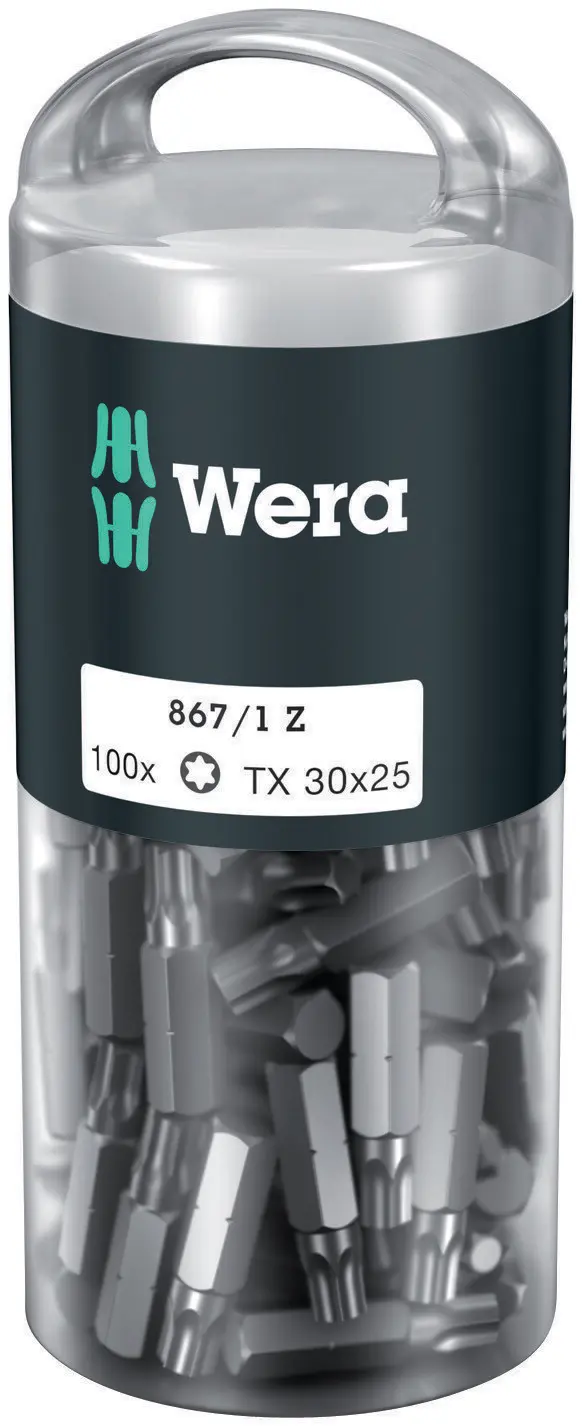 Wera 072451 Húževnaté bity 1/4" TX 30 867/1 Z TORX DIY (Balenie 100 ks) (W05072451001)