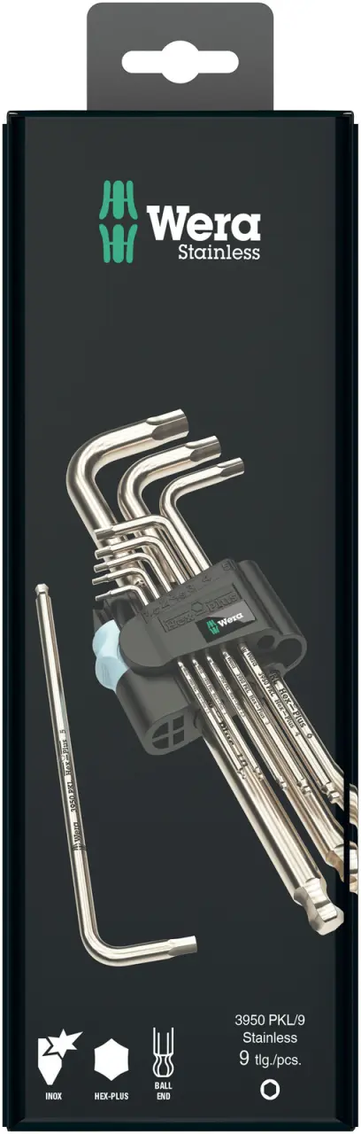 Wera 073544 Zástrčné kľúče inbus 3950/9 Hex-Plus Stainless 1 SB, nerezové (Sada 9 dielov) (W05073544001)
