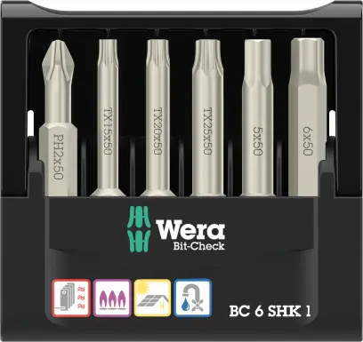 Wera 073631 Skrutkovacie bity 1/4" Bit-Check 6 SHK 1 SB (Sada 6 dielov) (W05073631001)