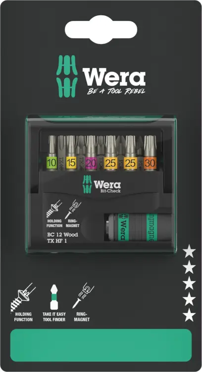 Wera 073641 Bity Bit-Check 12 Wood TX HF 1 SB (Sada 12 dielov) (W05073641001)