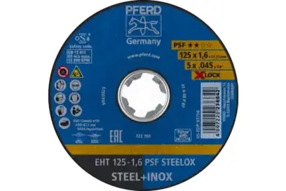 Rezné kotúče Pferd EHT 125-1,6 PSF STEELOX/X-LOCK, rovné, Universal Line PSF STEELOX pre oceľ/nerezovú oceľ (25 ks) (PF4007220113455)