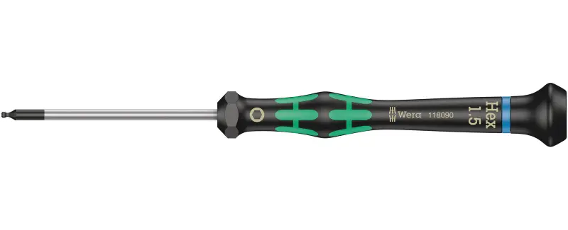 Wera 118090 Skrutkovač šesťhranný 1,5x60 mm s guľovou hlavou na použitie v elektronike Kraftform Micro typ 2052 (W05118090001)