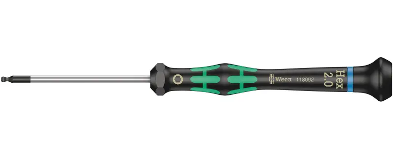 Wera 118092 Skrutkovač šesťhranný 2x60 mm s guľovou hlavou na použitie v elektronike Kraftform Micro typ 2052 (W05118092001)