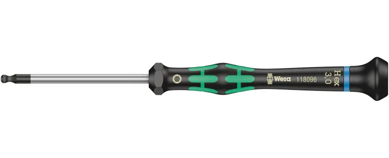 Wera 118096 Skrutkovač šesťhranný 3x60 mm s guľovou hlavou na použitie v elektronike Kraftform Micro typ 2052 (W05118096001)