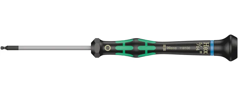 Wera 118100 Skrutkovač šesťhranný 5/64"x60 mm s guľovou hlavou na použitie v elektronike Kraftform Micro typ 2052, palcový (W05118100001)