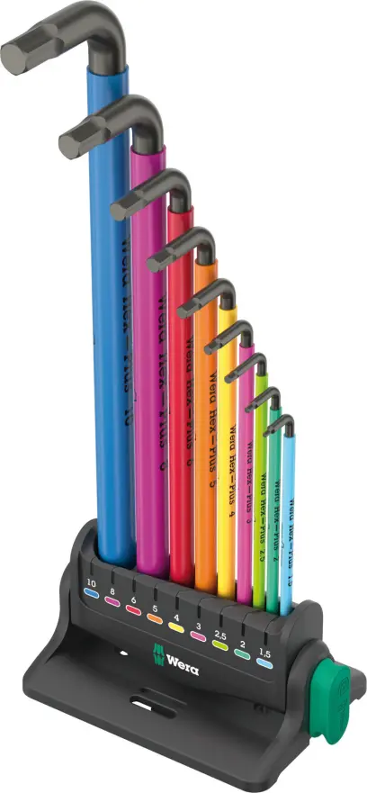 Wera 133165 Zástrčné kľúče inbus 950/9 Hex-Plus Multicolour 3, BlackLaser (Sada 9 dielov) (W05133165001)