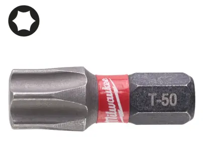 Šroubovací bit 1/4 Milwaukee Shockwave Torx TX 50 x 25 mm - 2 ks (MI4932430891)