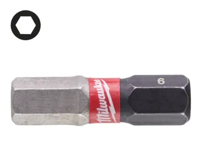 Šroubovací bit 1/4 Milwaukee Shockwave Šestihran 6 x 25 mm - 2 ks (MI4932430897)