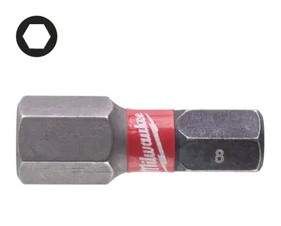 Šroubovací bit 1/4 Milwaukee Shockwave Šestihran 8 x 25 mm - 2 ks (MI4932430898)