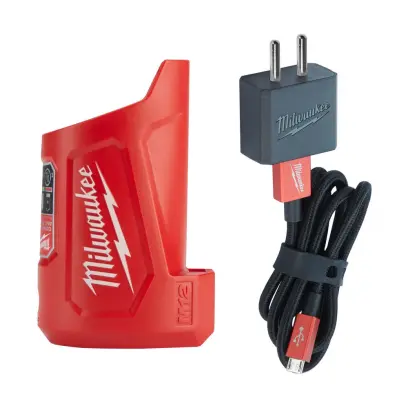 Aku nabíječka / Aku adaptér Milwaukee M12 TC, slot M12, nabíječka USB 2.1A, napájení pro vyhřívané oblečení, 4932459450