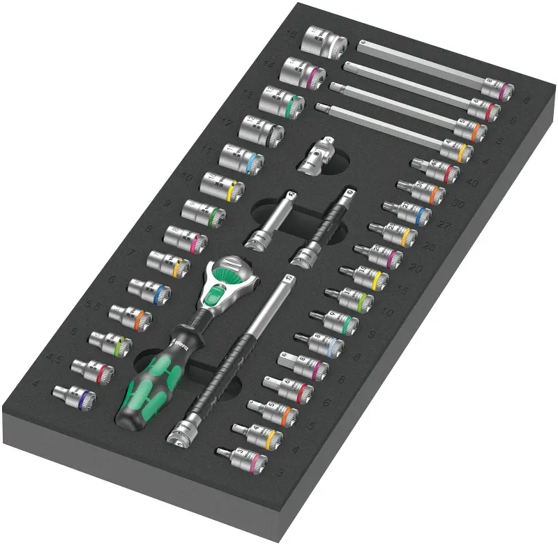 Wera 150110 Račňová sada Zyklop 1/4" 8000 A typ 9720 v penovej vložke Set 1 (Sada 37 dielov) (W05150110001)