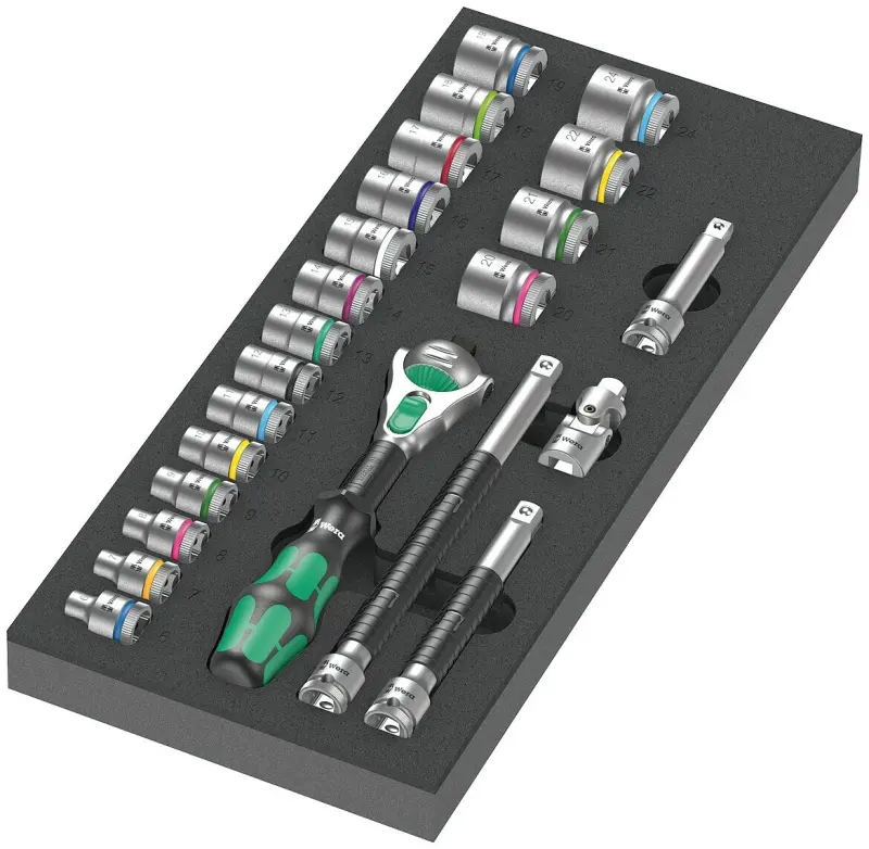 Wera 150111 Račňová sada Zyklop 3/8" 8000 B typ 9721 v penovej vložke Set 1 (Sada 23 dielov) (W05150111001)