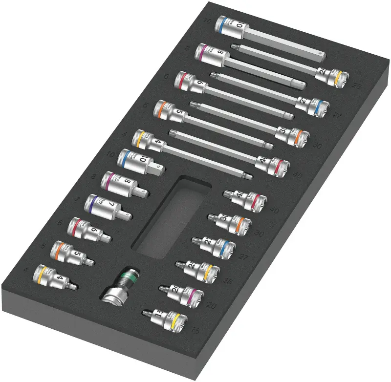 Wera 150113 Bitové hlavice Zyklop B 3/8" typ 9723 v penovej vložke Set 1 (Sada 22 dielov) (W05150113001)